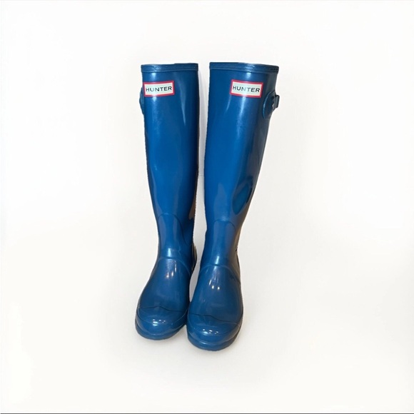 Hunter Boots Original Gloss Tall 6M Turquoise Teal - Picture 1 of 6